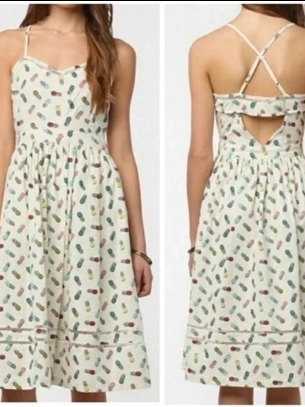 Urban Outfitters Cooperative Pineapple Midi Dress Size 6
